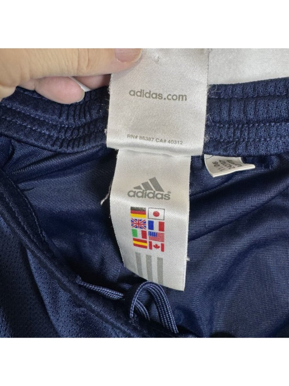 Adidas Navy Blue Athletic Shorts With White Stripes Drawstring Waist Size M - Picture 8 of 9